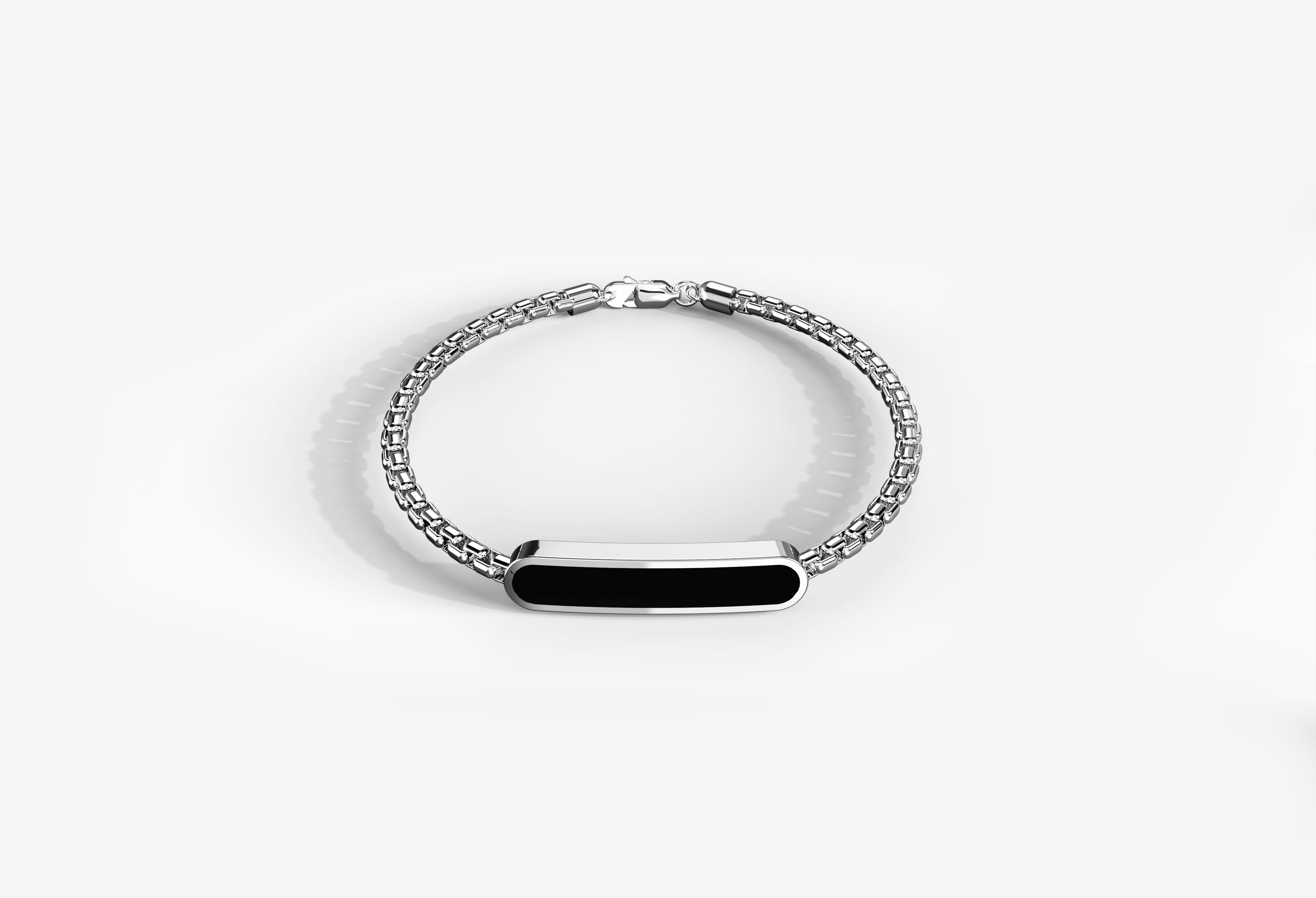 Kriaa Silver Plated Black Stone Bracelet  1402703D