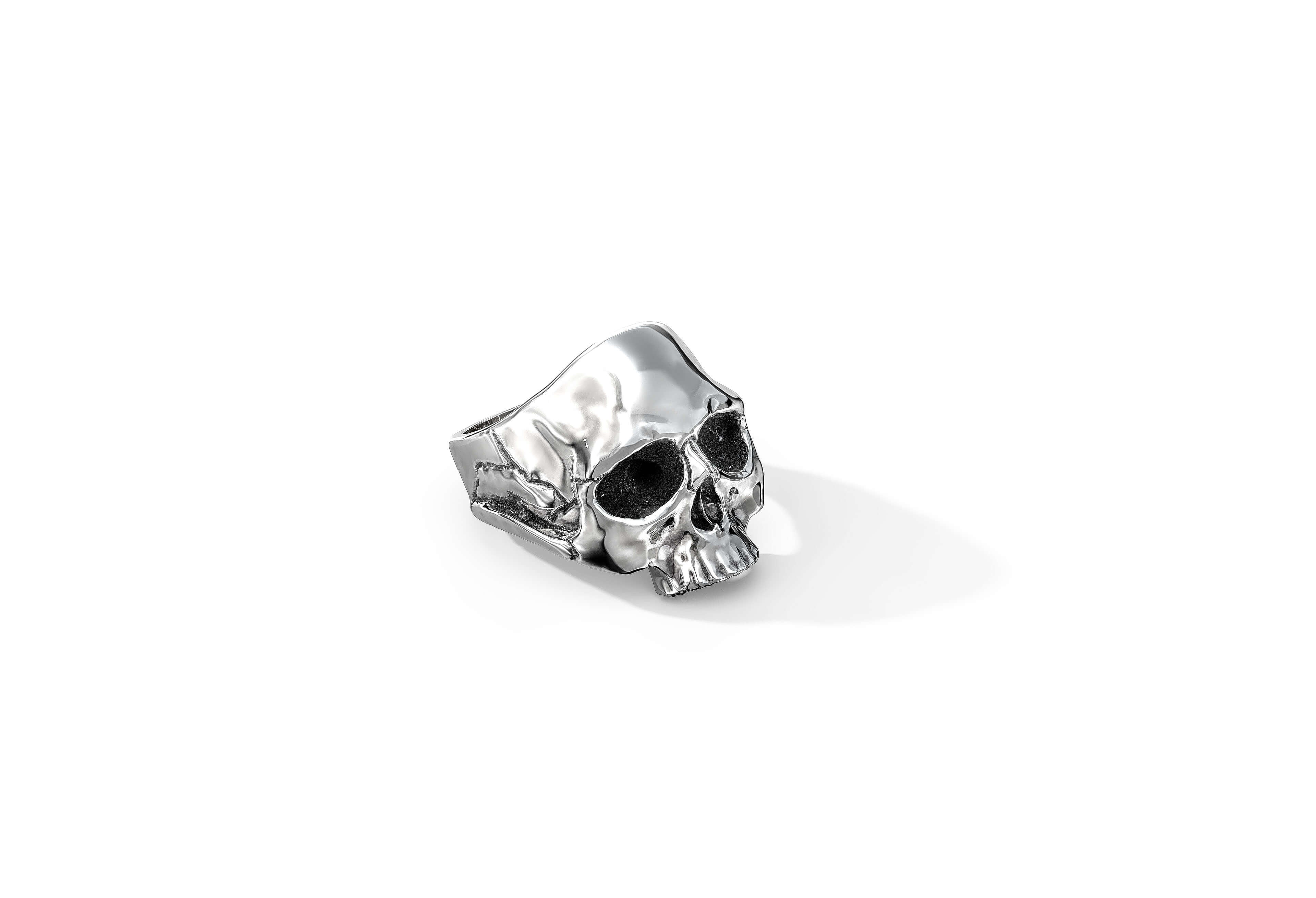 Skull Ring | 925 Sterling Silver, Rhodium Plating & Glossy Finish